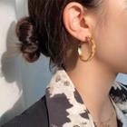 Leopard Print Flannel Hoop Earring 1 Pair - Earring - Silver Needle - Gold - One Size