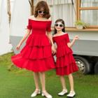 Family Matching Off-shoulder Tiered Dress