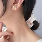 925 Sterling Silver Faux Pearl Rhinestone Earring 1 Pair - Earrings - 925 Silver - Flower - Gold - One Size