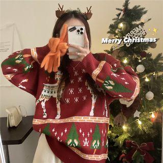 Christmas Festival Deer Sweater Red - One Size