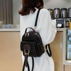 Faux Leather Hoop Accent Mini Backpack
