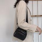 Faux Leather Crossbody Bag F009-5 - Black - One Size