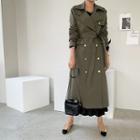 Metal-button Trench Coat With Sash