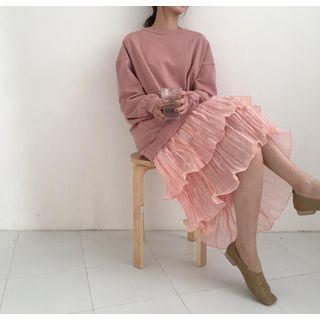 Mock Two-piece Long-sleeve Layered Dress