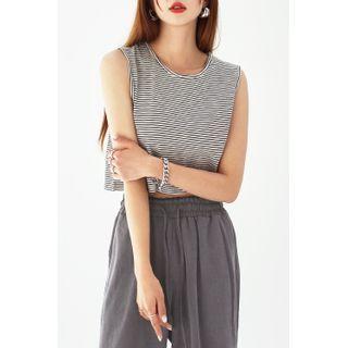 Sleeveless Cropped Stripe T-shirt