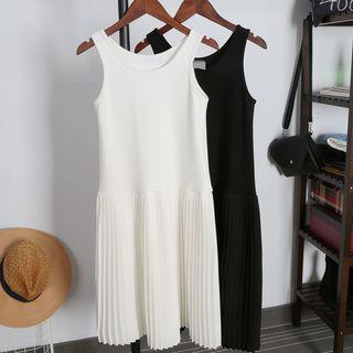 Pleated Strappy Midi Dress