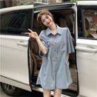 Short-sleeve Cargo Corduroy Jumpsuit