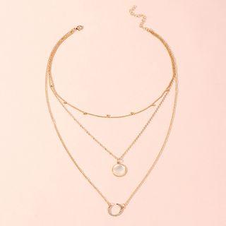 Alloy Moon Pendant Layered Choker Necklace Gold - One Size