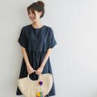 Short-sleeve Tie-back Midi Dress