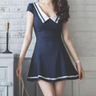 Sailor Style V-neck A-line Dress