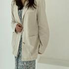 Single-breasted Linen Blend Blazer Natural - One Size