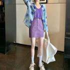 Plain Tank Top / Plaid Skirt / Jacket
