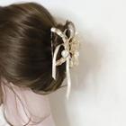 Ribbon Bow Faux Pearl Hair Clip As Shown In Figure - One Size
