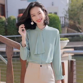 Jabot Chiffon Blouse / Straight-fit Skirt / Dress Pants / Set