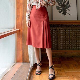 Plus Size Pleated-detail Skirt