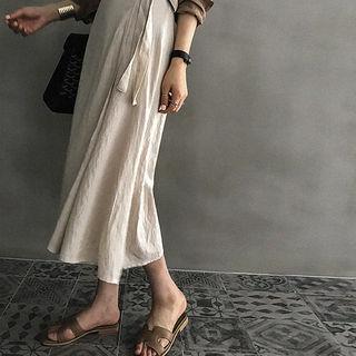 Band-waist Midi Wrap Skirt