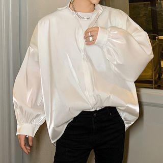 Puff-sleeve Satin Shirt