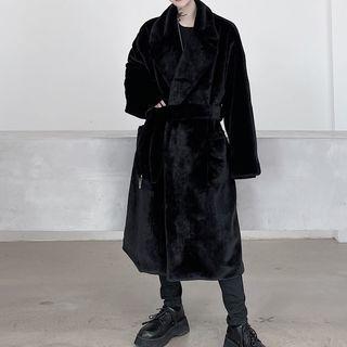 Faux-fur Tie-waist Coat