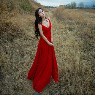 Spaghetti Strap A-line Maxi Beach Dress