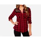 Long Sleeved Gingham Lace Panel Shirt