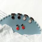 Faux Leather Disc Bow Dangle Earring
