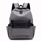 Belted Nylon Backpack With Usb Charging Port