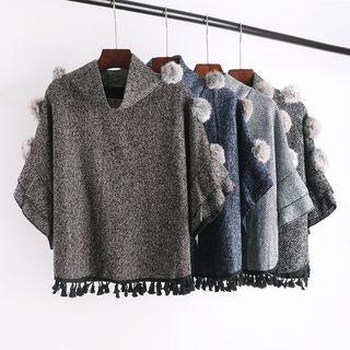 Cape-sleeve Tasseled Top