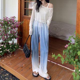 Long-sleeve Cropped T-shirt / Tie Dye Wide-leg Pants