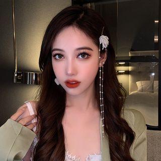 Set: Beaded Ear Stud + Headpiece As Shown In Figure - One Size