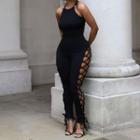 Sleeveless Lace-up Fitted Jumpsuit
