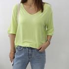 V-neck Colored T-shirt One Size
