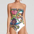 Off-shoulder Floral Print Swimsuit