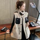 Drawstring Waist Fluffy Vest