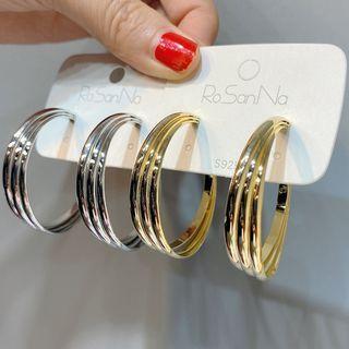 Layered Alloy Hoop Earring 1 Pair - Silver - One Size