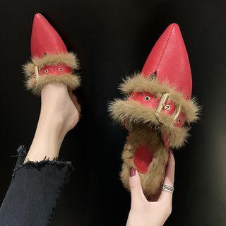 Faux-fur Pointed Sandals
