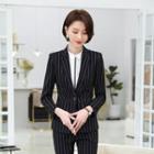 Blouse / Striped Blazer / Pencil Skirt / Dress Pants / Set