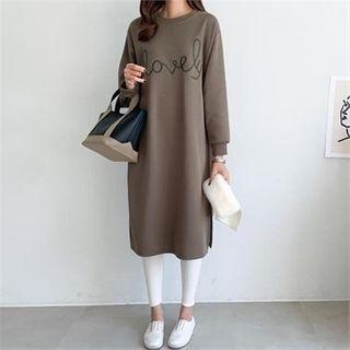 Napped Letter Embroidered Dress
