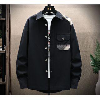 Print Panel Flap-pocket Shirt