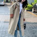 Two Tone Zip-up Hooded Long Coat