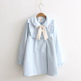 Ribbon Frilled Yoke Long-sleeve Coat