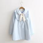 Ribbon Frilled Yoke Long-sleeve Coat