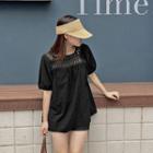 Puff-sleeve Lace-trim Tunic