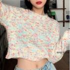 Long-sleeve Knit Cropped Sweater Sweater - One Size