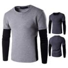 Mock Two-piece Long-sleeve Neoprene Sweatshirt