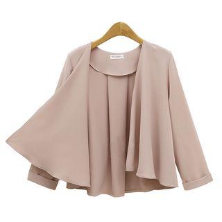 Ruffle Plain Long-sleeve Jacket