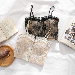 Zip-up Lace Camisole Top