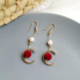 Faux Pearl Fleece Bead Alloy Dangle Earring