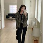 Round-neck Golden-button Tweed Jacket