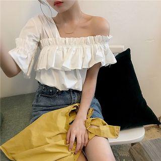 Asymmetric Off-shoulder Ruffled Blouse