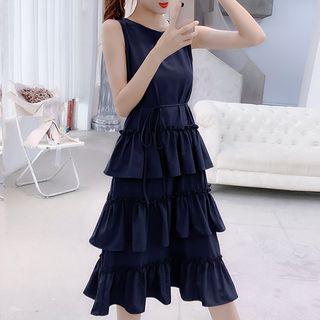 Sleeveless Ruffled A-line Tiered Dress